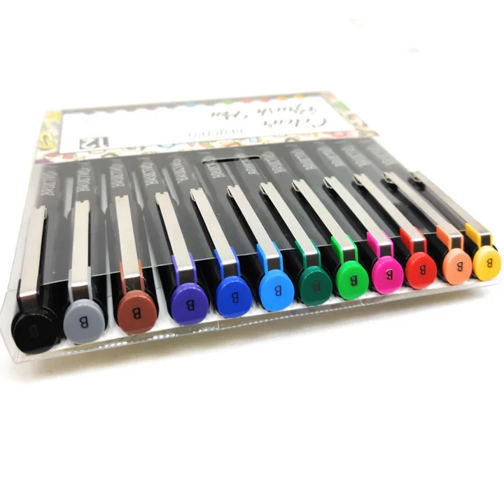 Brustro Colour Brush Pens Set of 12, Pigment-Based Brush Tips for Drawing and Calligraphy - Retail Maharaj