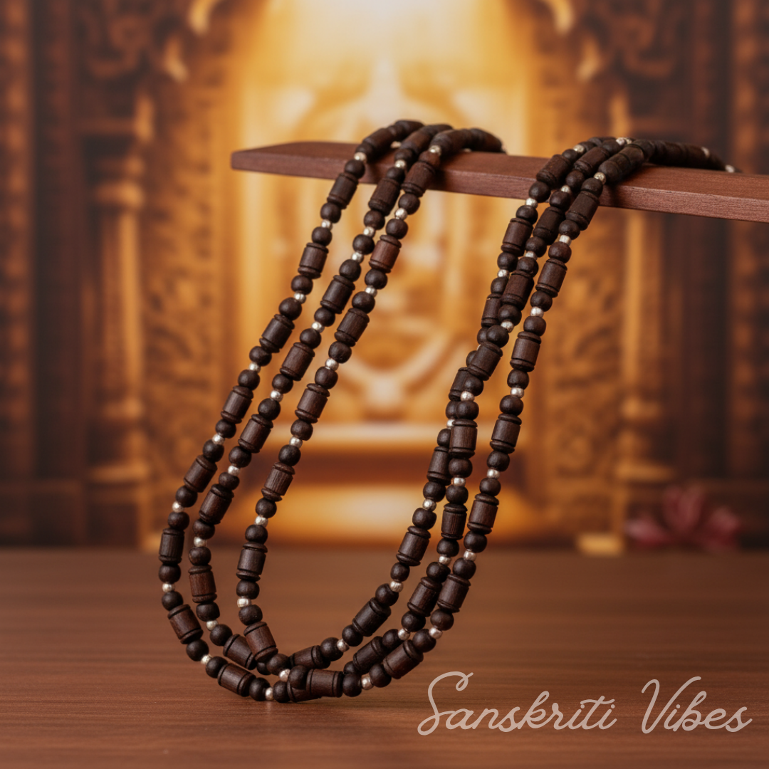 Designer Black Tulsi Kanthi Mala – Trendy and Classic | Handcrafted Spiritual Necklace in 92.5 Silver for Peace and Protection - Retail Maharaj