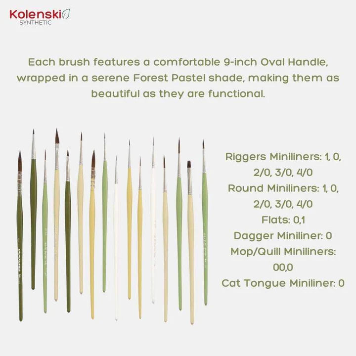 Stationerie Miniliners Set of 16 Kolinsky Synthetic Forest Edition - Retail Maharaj