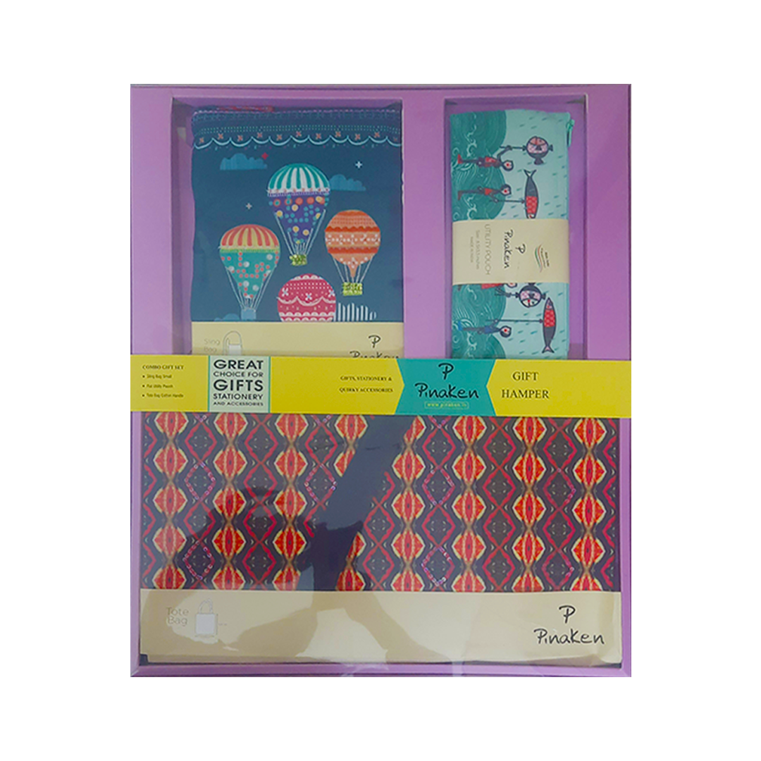 Pinaken Premium Gift Hamper Set with Sling Bag Cotton Tote Bag and Utility Pouch - Retail Maharaj