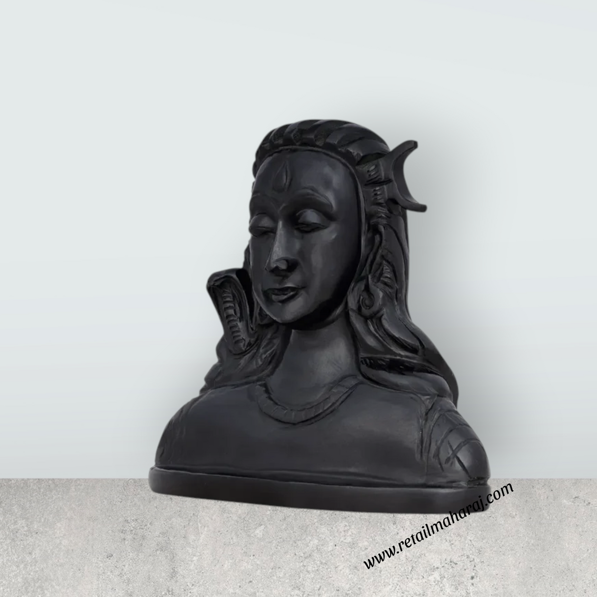 Black Shivan Murti - 4.5 x 5 Inches | Adiyogi / Shivalingam / Mahadev Statue / Decor for Home & Pooja - Retail Maharaj