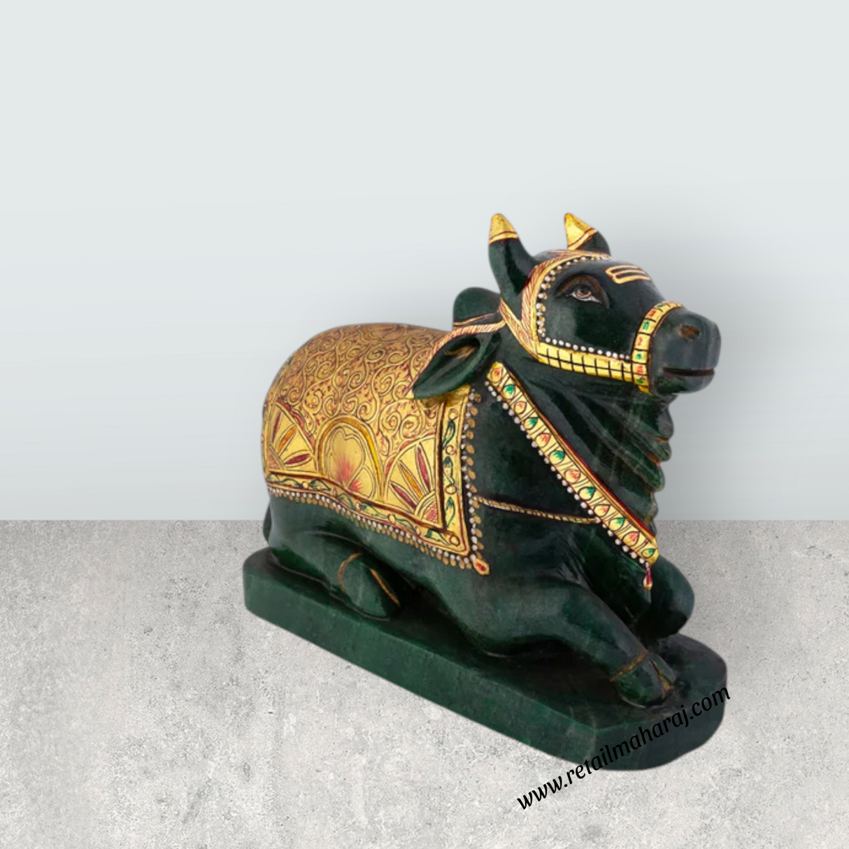 Krishna Standing On Kamal Base Murti - 7.5 x 5 Inches | Jade Statue / Semi Precious Idol / Decor for Home & Pooja - Retail Maharaj