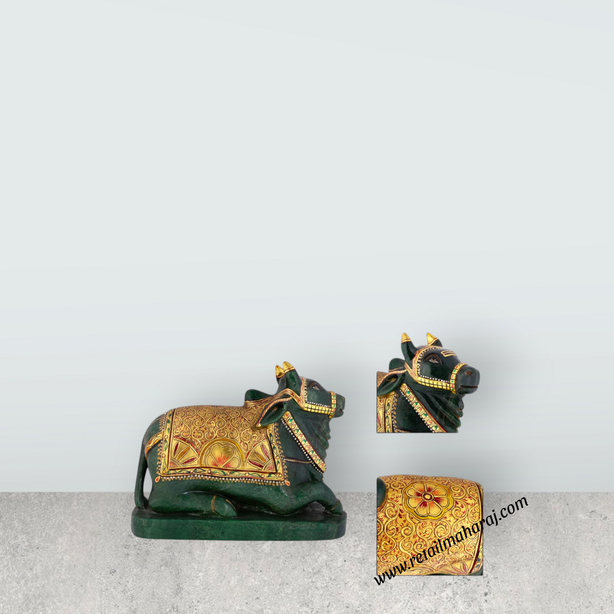 Krishna Standing On Kamal Base Murti - 7.5 x 5 Inches | Jade Statue / Semi Precious Idol / Decor for Home & Pooja - Retail Maharaj