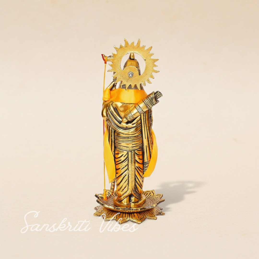 White Metal Lord Ayodhya Ram Idol Statue on Lotus Showpiece | Ram Ji Ki Murti (33 cm, Gold) - Retail Maharaj