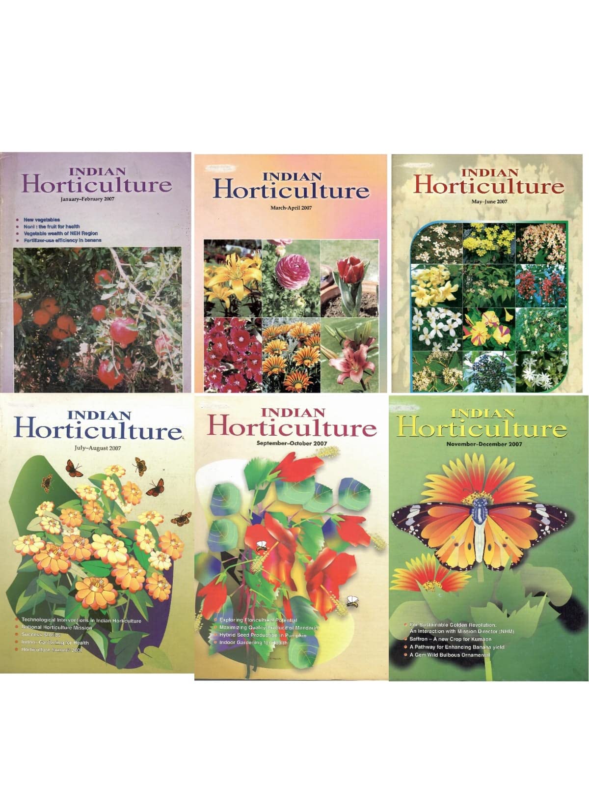 INDIAN HORTICULTURE - 2007 (Jan to Dec) Vol. 52 No. 1 To 6 ( Set Of 6 Books )