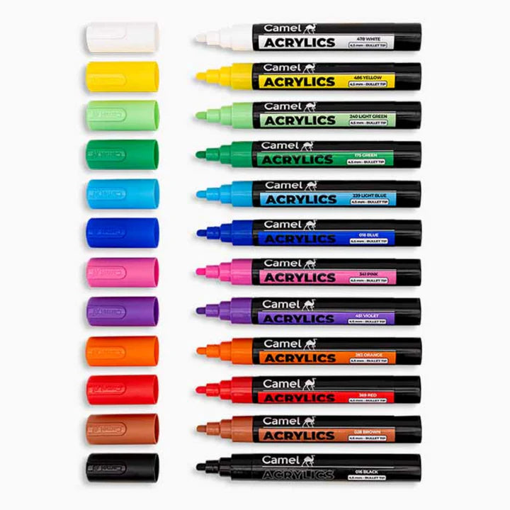 Camel Acrylic Markers Set of 12 Shades - Retail Maharaj