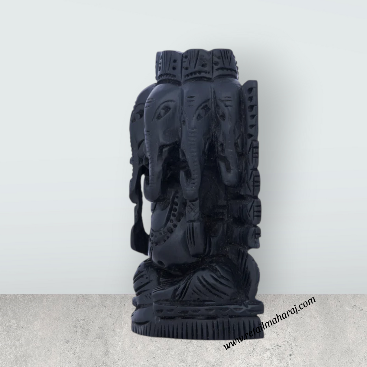 5 Face Ganesh Murti - 4 x 2.75 Inches | Karungali Statue/ Ebony 5 Face Vinayaka Idol for Pooja - Retail Maharaj