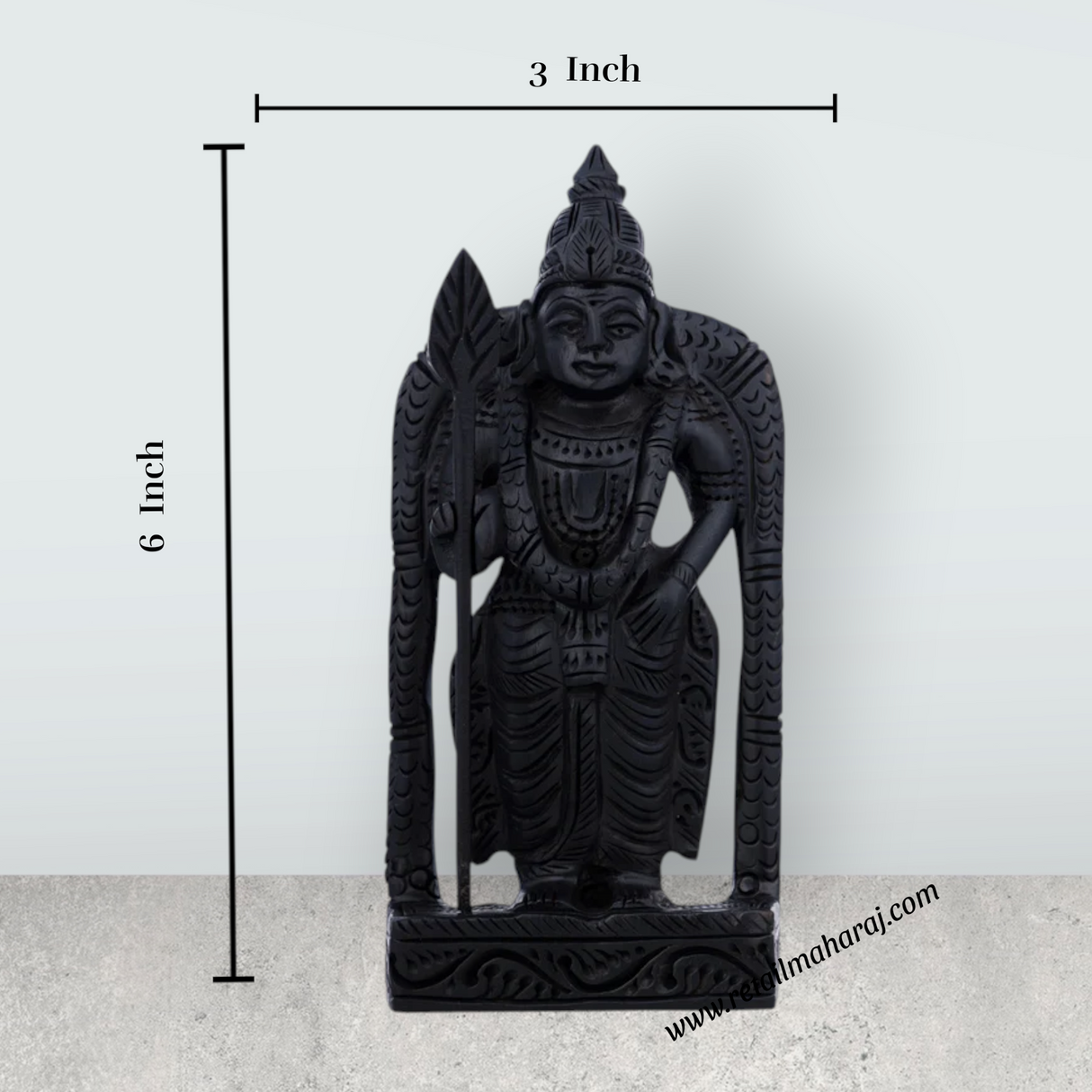 Malaysia Murugan Statue Standing On Base - 6 x 3 Inches | Karungali Statue/ Kartikeya Statue for Pooja - Retail Maharaj