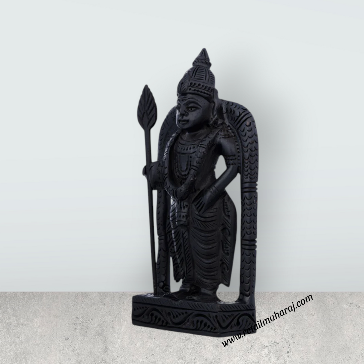 Malaysia Murugan Statue Standing On Base - 6 x 3 Inches | Karungali Statue/ Kartikeya Statue for Pooja - Retail Maharaj
