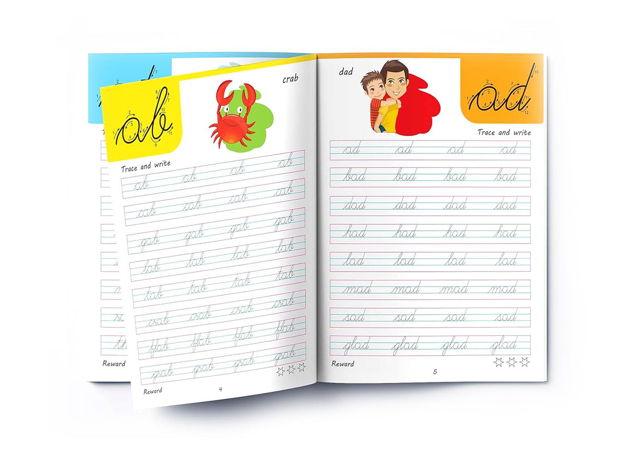 Cursive Handwriting Practice Workbooks (Set of 4): Small Letters, Capital Letters, Joining Letters & Word Families | Level 1 | Ages 5–8 | Build Writing Skills with Fun Exercises - Retail Maharaj