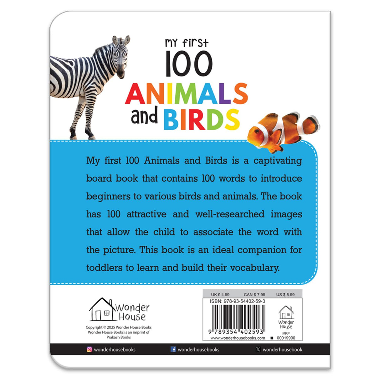My First 100 Animals and Birds: Board Book for Kids | Part of My 100 Library Series | Learn Names of Wild Animals, Farm Animals, Pets & Birds with Bright Pictures | Early Learning Book for Babies, Toddlers & Preschoolers | Ages 0–5 Years - Retail Maharaj