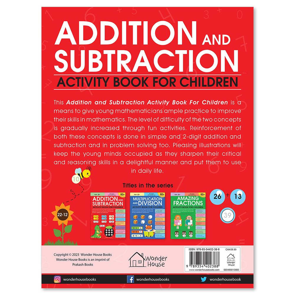 Addition and Subtraction Activity Book For Children - 80+ Activities Inside | Ages 5, 6, 7 | 2.5 hours of interactive and skill building fun - Retail Maharaj