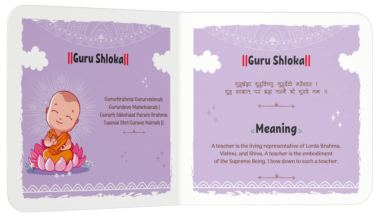 Shlokas and Mantras for Kids – Illustrated Padded Board Book: Simple Sanskrit Shlokas with English & Hindi Translations | First Spiritual Book to Teach Indian Culture, Values & Devotional Practices | Book for Toddlers, Preschoolers & Early Readers | Ages - Retail Maharaj