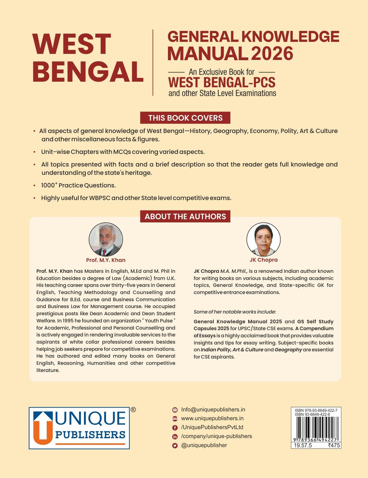 West Bengal General Knowledge Manual 2026 by J.K. Chopra | For Revised & Updated GK Book for WBPSC, State PCS, WBSSC, Banking, Railways & All Competitive Exams - Retail Maharaj
