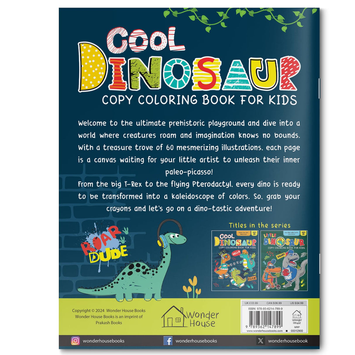 Cool Dinosaur Copy Coloring Book For Kids - Retail Maharaj