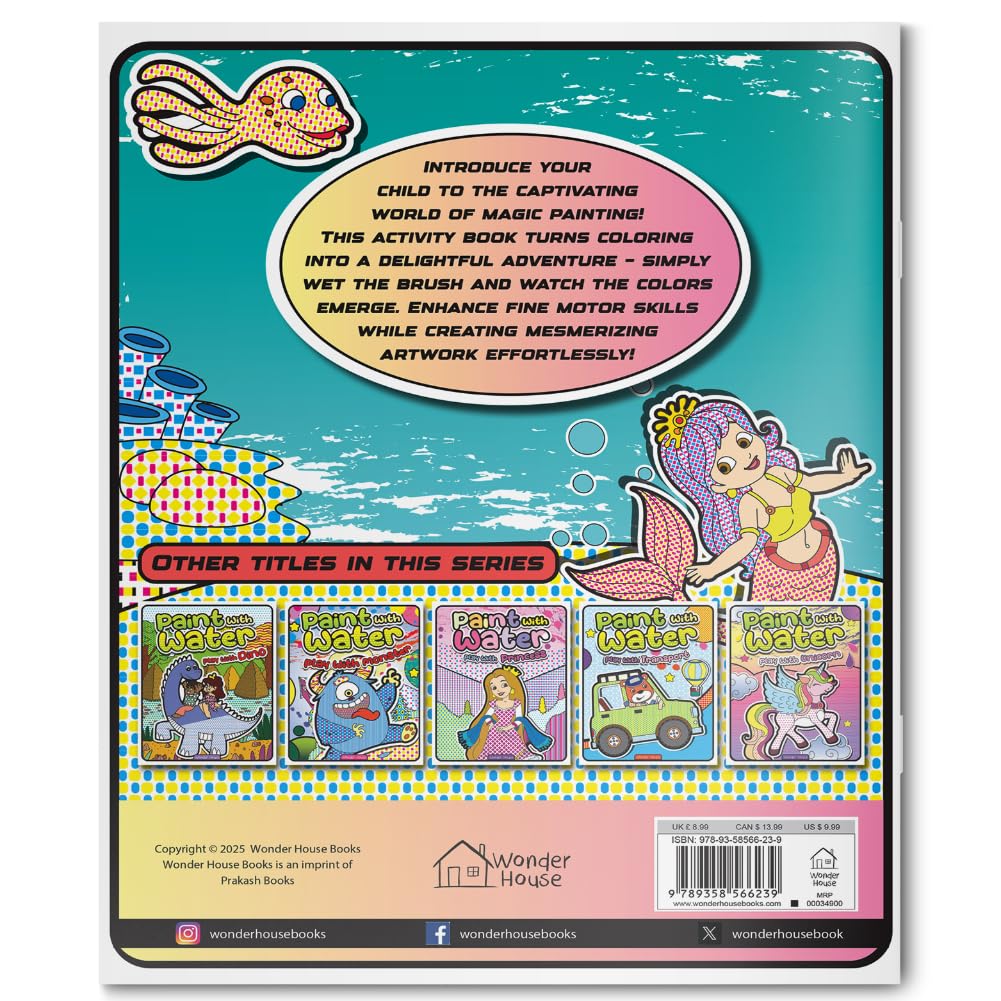 Paint with Water – Play with Mermaids Magical Painting Fun with Just Water | Ages 3–6 | Mess-Free Art for 2+ Hours of Imagination & Color Play - Retail Maharaj