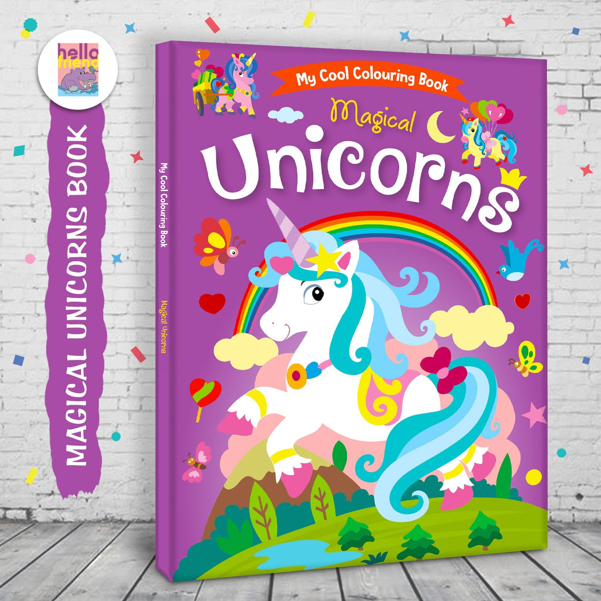 Hello Friend Books My Cool Colouring Book of Magical Unicorns: Jumbo Copy Colouring - Practice Drawing, Painting and Colouring with Reference for Kids - Retail Maharaj