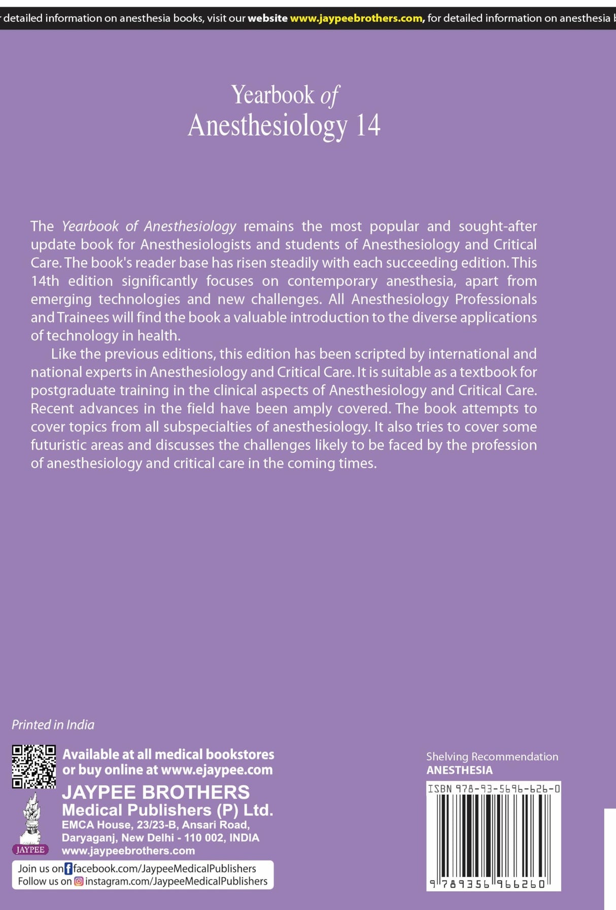 YEARBOOK OF ANESTHESIOLOGY 14 - Retail Maharaj