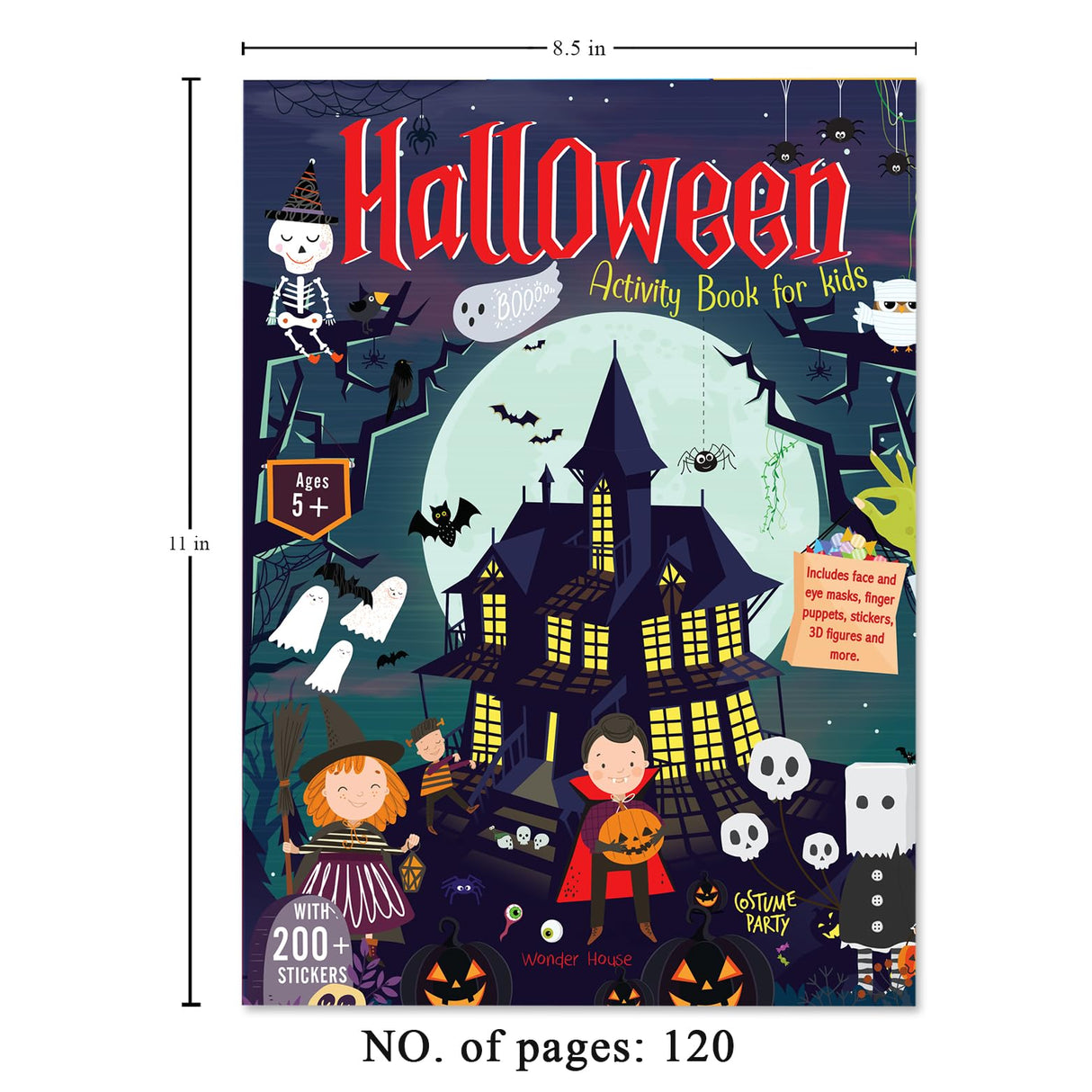 Halloween Activity Book for Kids Spooky Puzzles, Coloring & Games | Ages 4–8 | 2+ Hours of Festive Fun with Mazes, Stickers & More - Retail Maharaj