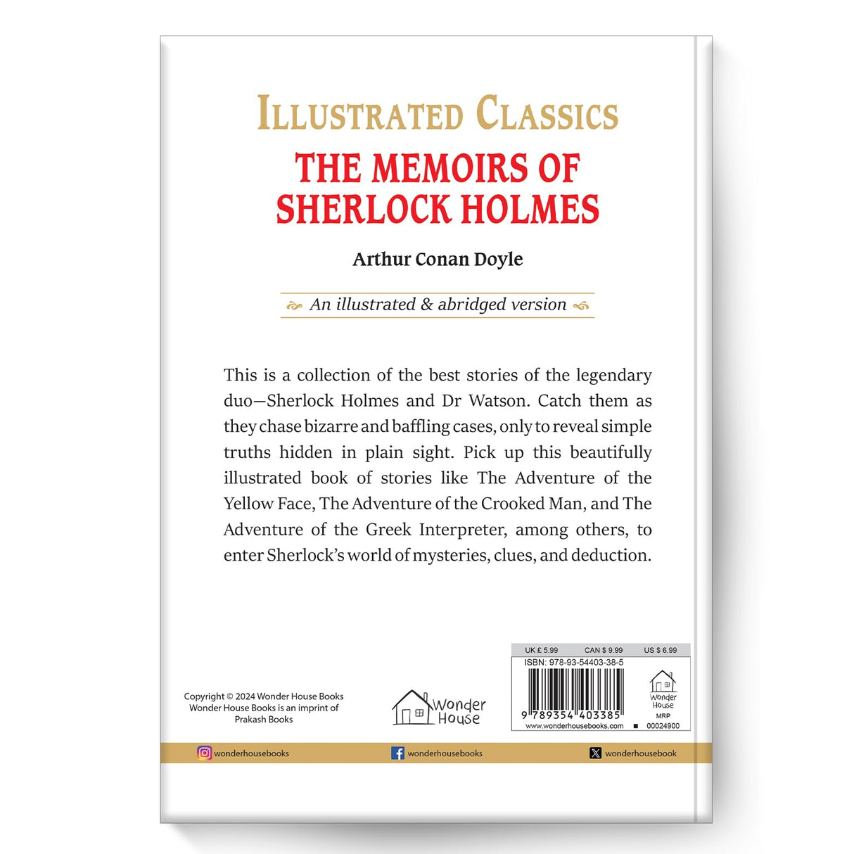 The Memoirs of Sherlock Holmes : Illustrated Abridged Children Classic English Novel with Review Questions (Hardback): Abridged and Illustrated (Illustrated Classics) - Retail Maharaj