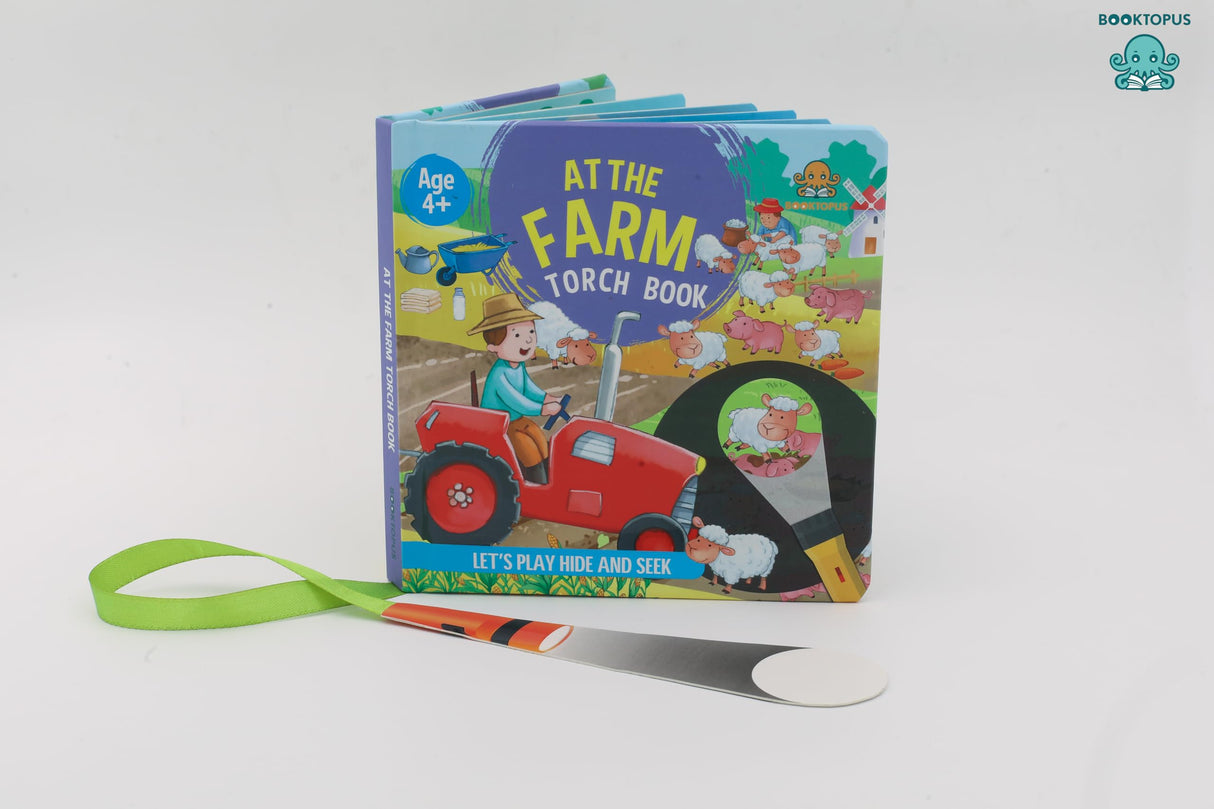 Booktopus Torch Discovery Book - At The Farm Hidden Picture Book with Torch - Learning Activity Books for Kids 4+ Years - Interactive Book: Torch Book - Retail Maharaj