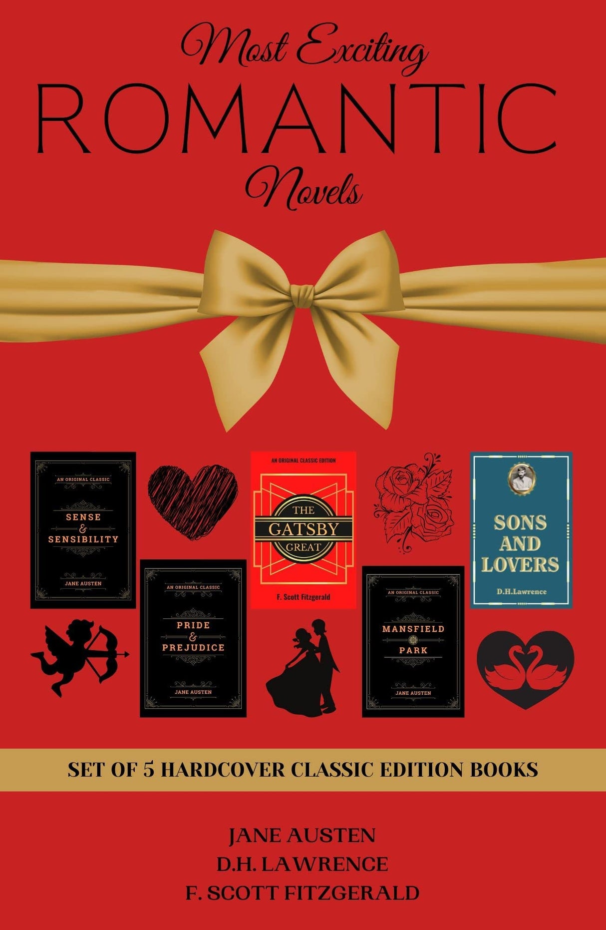 Most Exciting Romantic Novels Set Of 5, Books Like The Great Gatsby Book, Mansfield Park, Pride And Prejudice By Jane Austen, Sense And Sensibility By Jane Austen Plus Sons And Lovers Included In This - Retail Maharaj