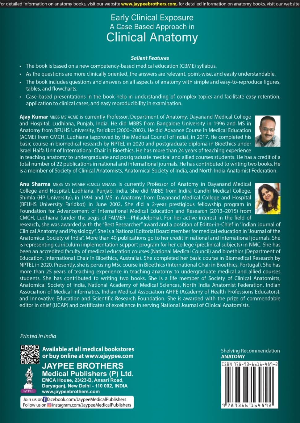 EARLY CLINICAL EXPOSURE A CASE BASED APPROACH IN CLINICAL ANATOMY - Retail Maharaj