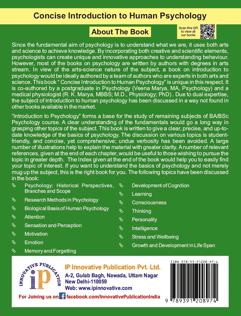 Concise Introduction to Human Psychology- For 1st Year B.A./B.Sc. (Psychology) Course - Retail Maharaj