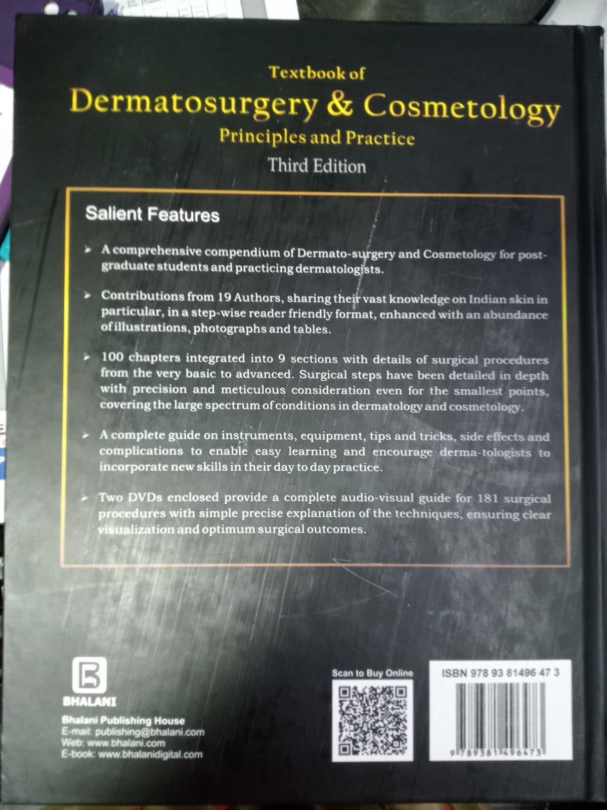 TEXTBOOK OF DERMATOSURGERY AND COSMETOLOGY PRINCIPLES AND PRACTICE WITH 2 DVDS 3ED (HB 2018) - Retail Maharaj