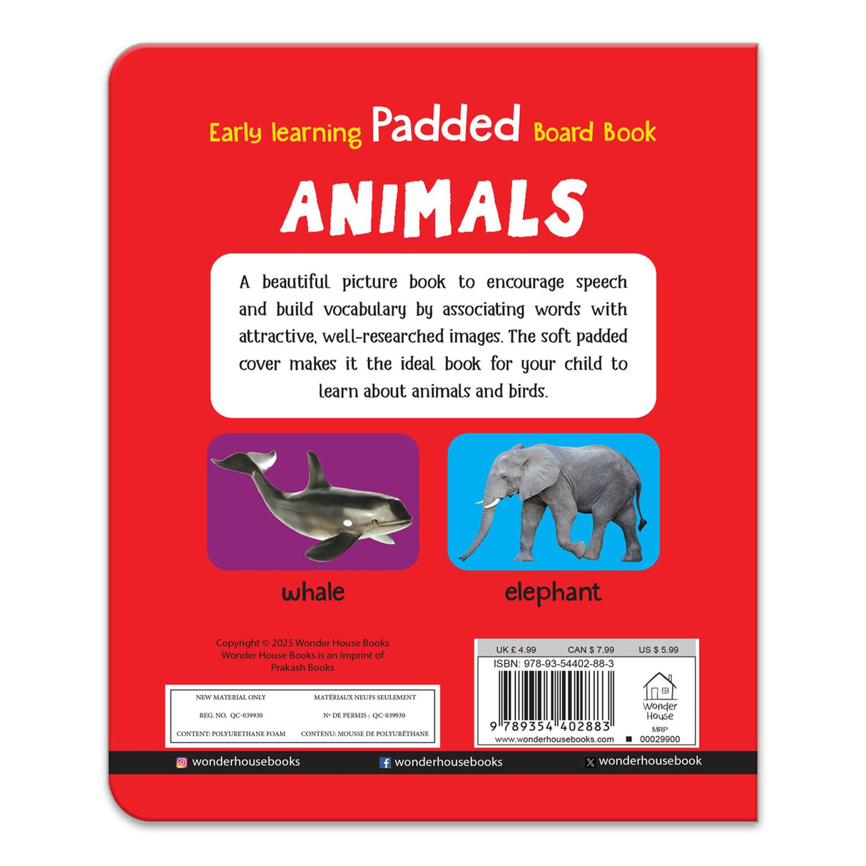 My First Padded Book of Animals: Early Learning Board Book for Kids | Learn About Wild Animals, Farm Animals, Pets & Birds with Bright Pictures | Durable Padded Board Book for Babies, Toddlers & Preschoolers | Ages 0–5 Years - Retail Maharaj
