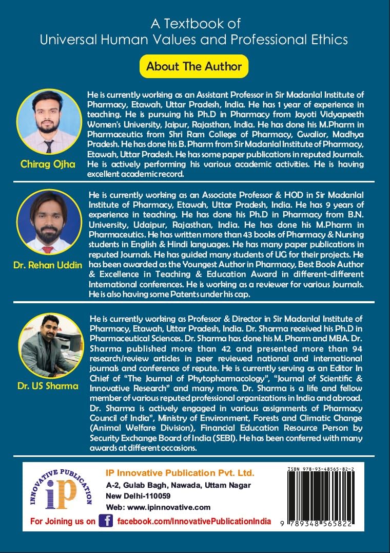 A Textbook of Universal Human Values and Professional Ethics for B.Pharm 3rd Semester (First Edition, 2025) - Retail Maharaj