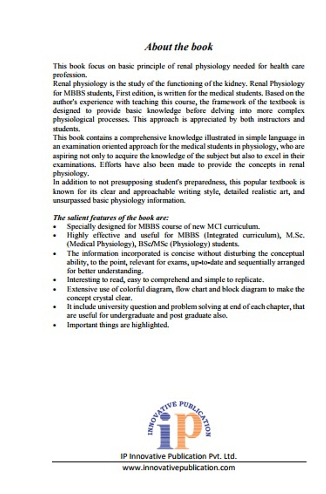 Renal Physiology For MBBS Students - Retail Maharaj