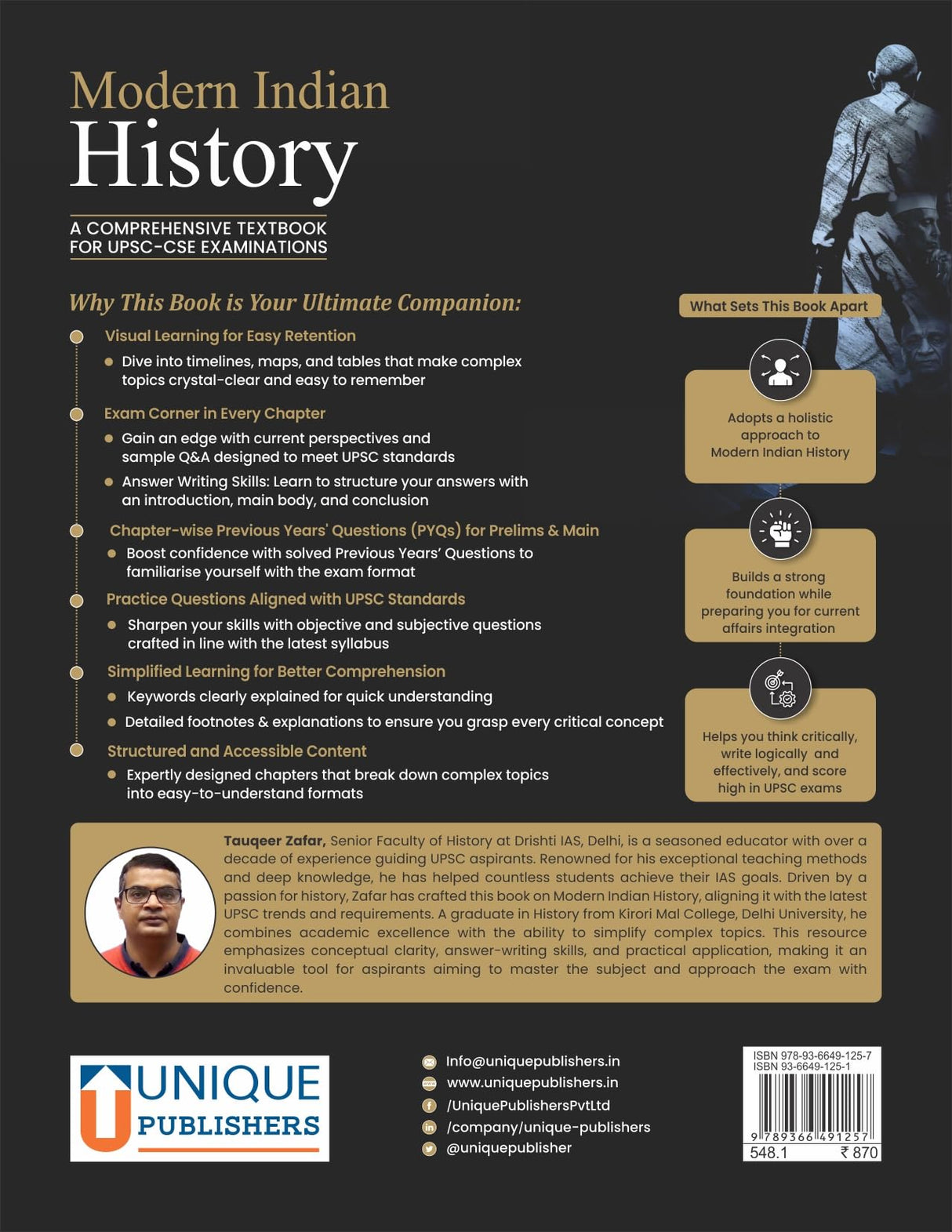 Modern Indian History: A Comprehensive Textbook for UPSC-CSE Examinations by Tauqeer Zafar, Preliminary, Main & Optional, B.A. & M.A. History - Retail Maharaj