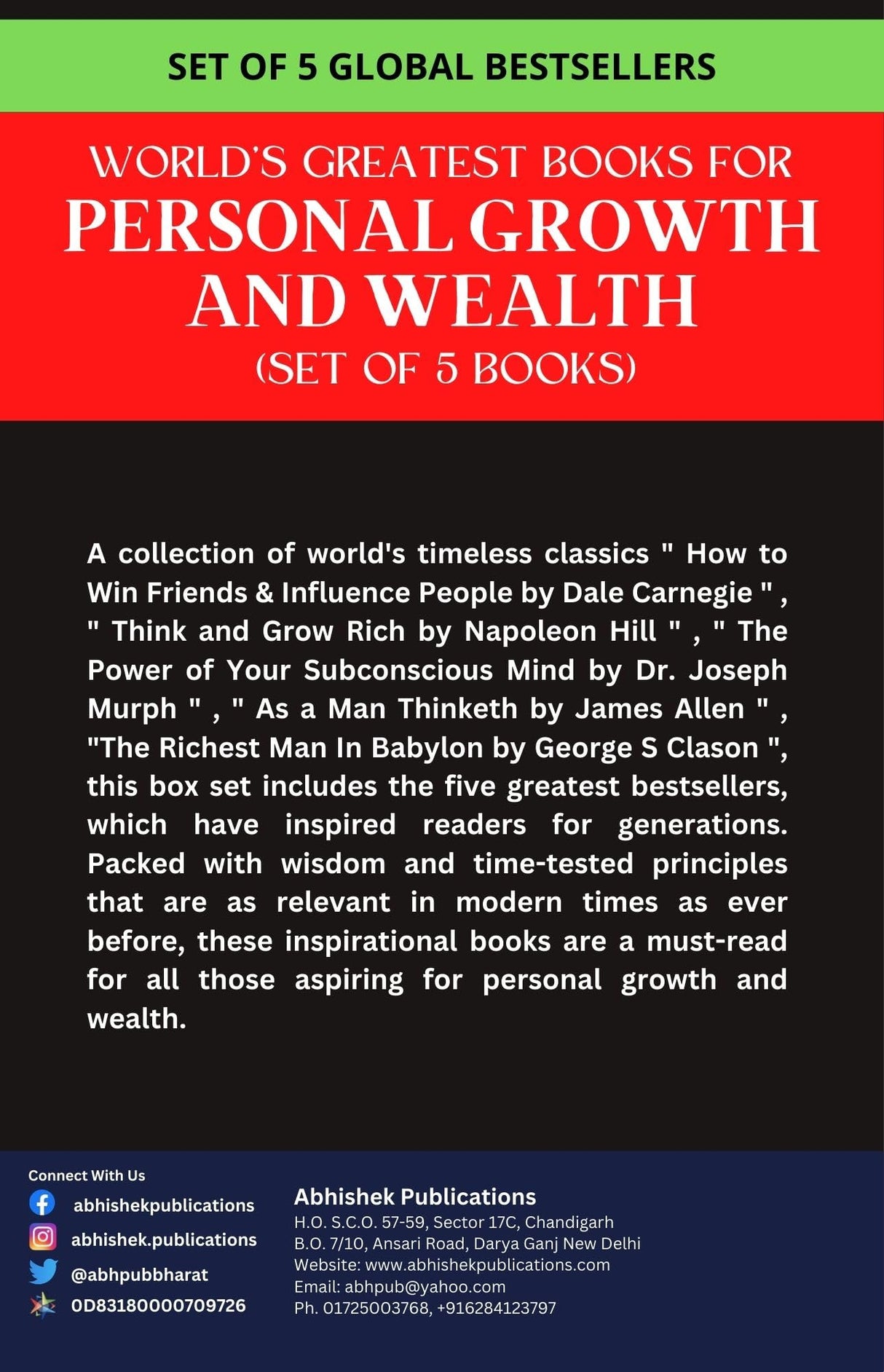 Worlds Greatest Books For Personal Growth & Wealth (Set Of 5 Books): Perfect Motivational Gift Set (Think And Grow Rich|How To Win Friends & Influence People|The Power Of Your Subconscious Mind - Retail Maharaj