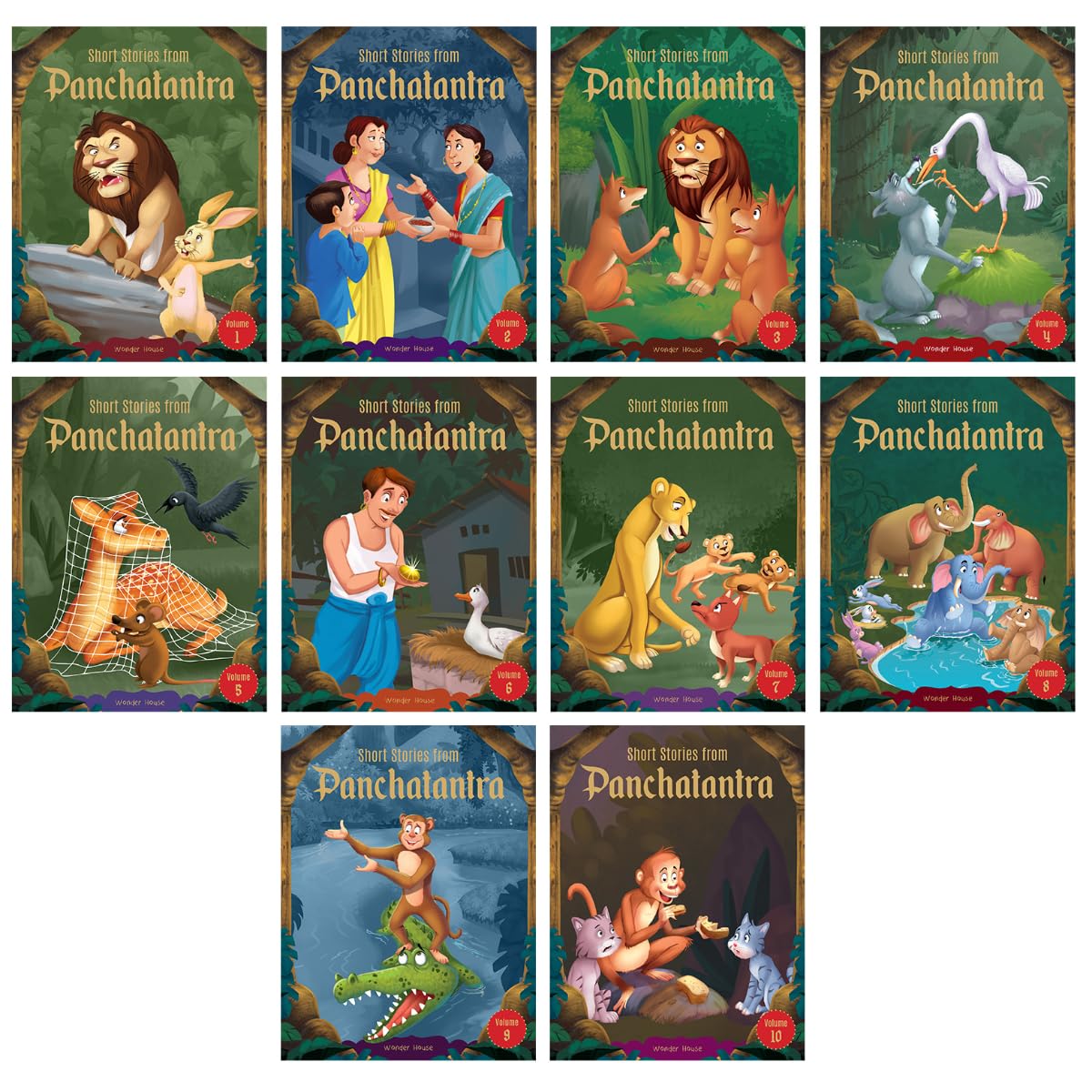 Short Stories From Panchatantra - Collection of 10 Books: Abridged Illustrated Stories For Children (With Morals) - Retail Maharaj