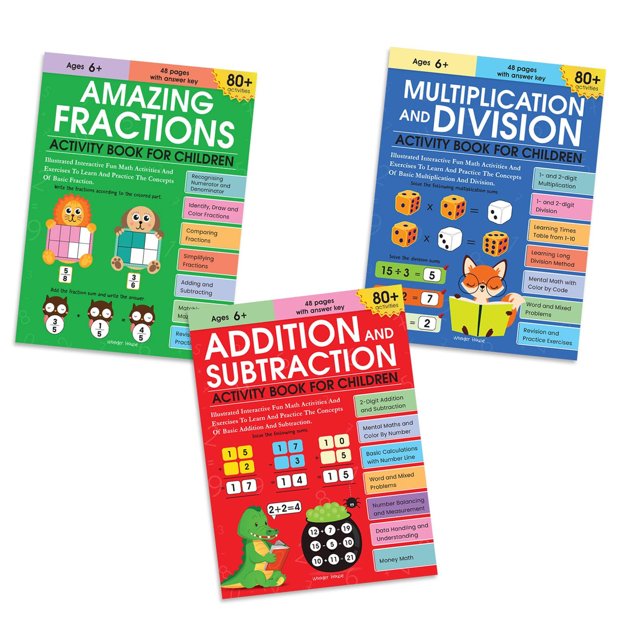 Math Activity Books Bundle 2 – Multiply / Fraction / Addition (Pack of 3 Books) - Retail Maharaj