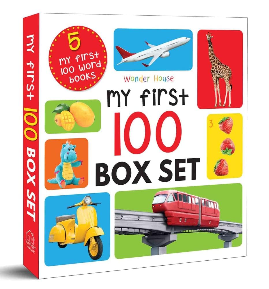 My First 100 Series Boxset- Pack of 5 Picture Books for Children (Animals, Words, Numbers, Food We Eat and Things That Move) - Retail Maharaj