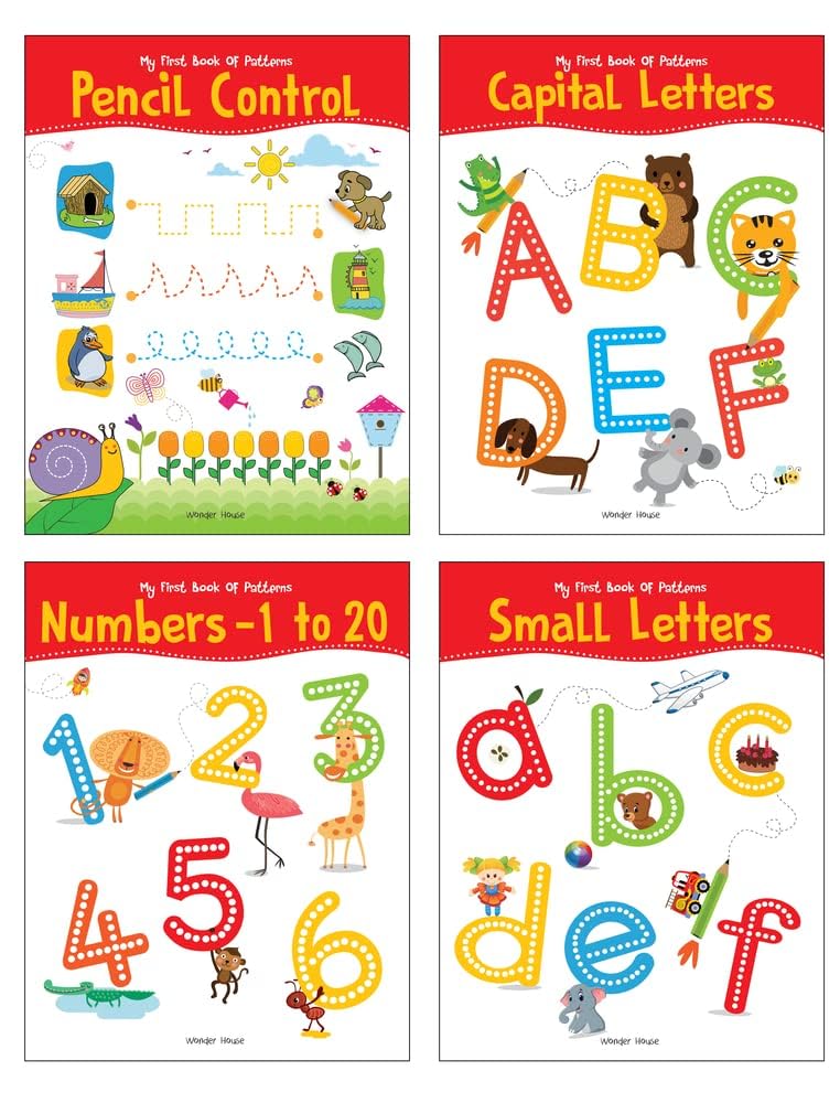 My First Super Boxset of Pencil Control and Patterns : Pack of 4 interactive activity books to practice Patterns, Numbers and Alphabet - Retail Maharaj