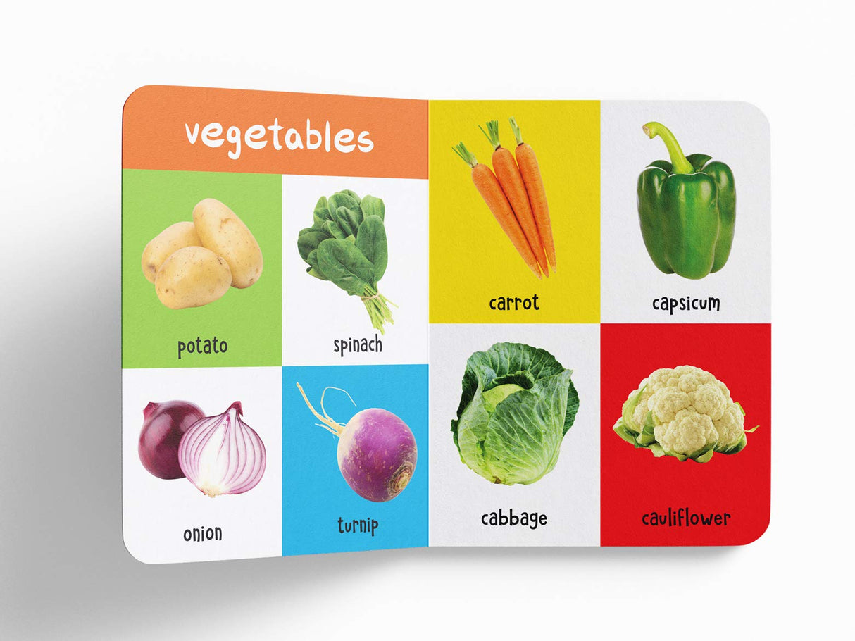 My First 100 Food We Eat: Padded Board Book for Kids | Learn Names of Fruits, Vegetables, Meals, Snacks & Foods with Bright Pictures | Early Learning Book for Babies, Toddlers & Preschoolers | Ages 0–5 Years - Retail Maharaj