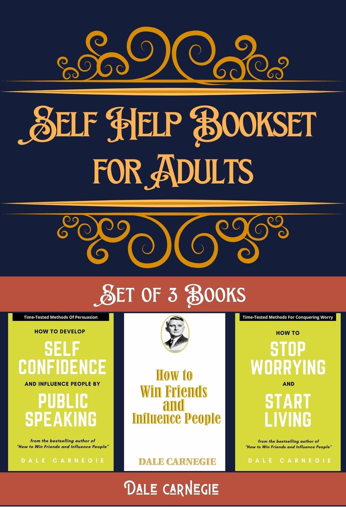 Pack of 3 Self Help Bookset for Adult - How to Win Friends and Influence People, Stop Worrying and Start Living, Develop Self Confidence and Influence People by Public Speaking - Retail Maharaj