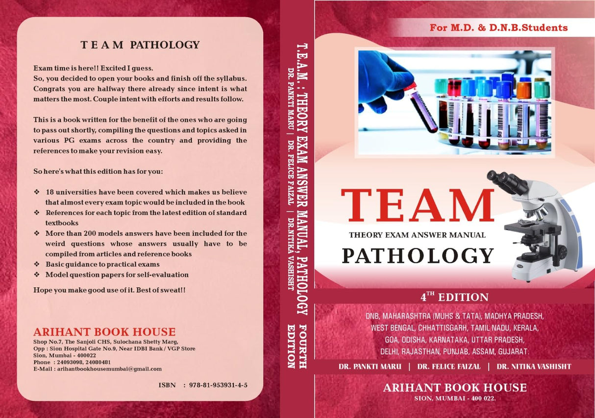 TEAM Theory Exam Answer Manual Pathology ( For MD & DNB Students ) 4th Ed.2024 - Retail Maharaj