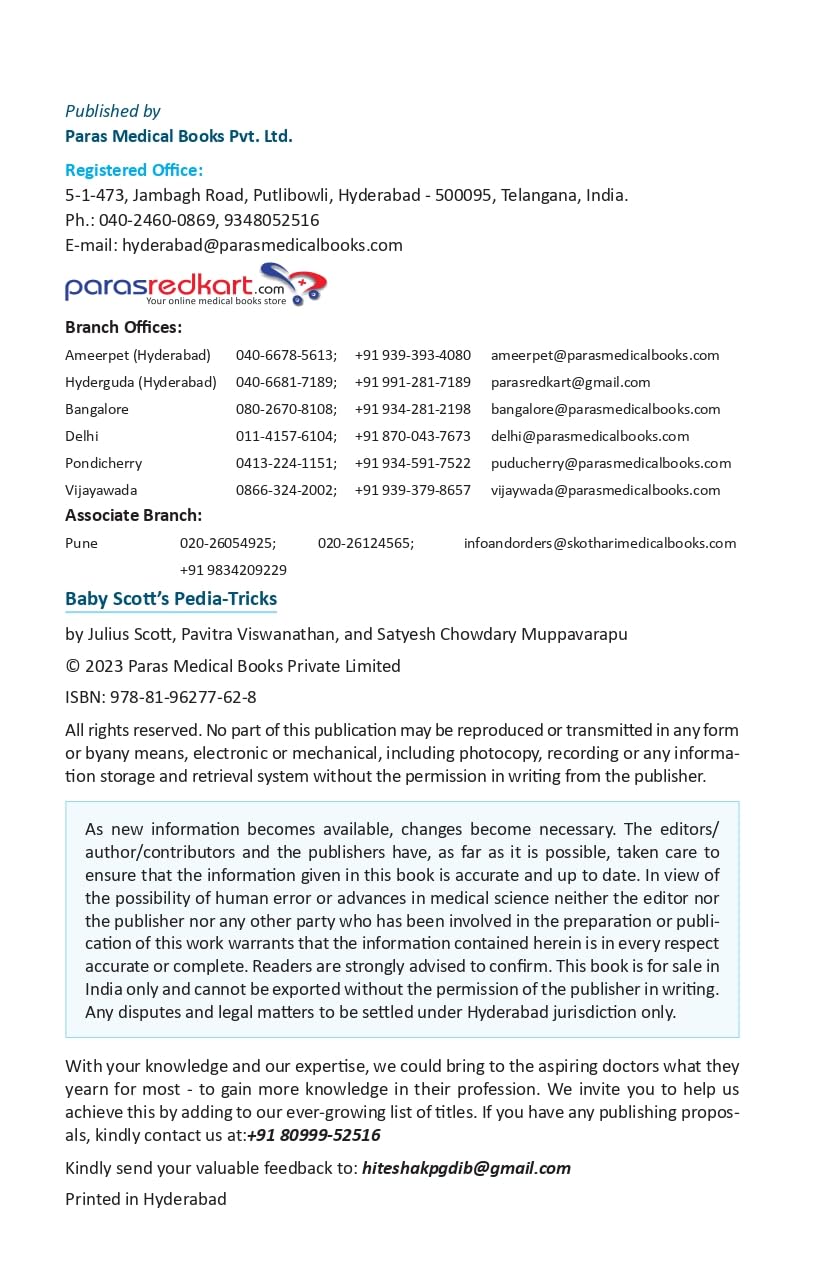 Baby Scott's Pedia-Tricks (Pocket Guide for Clinical Case, History Taking and Exam) 1st/2023 - Retail Maharaj