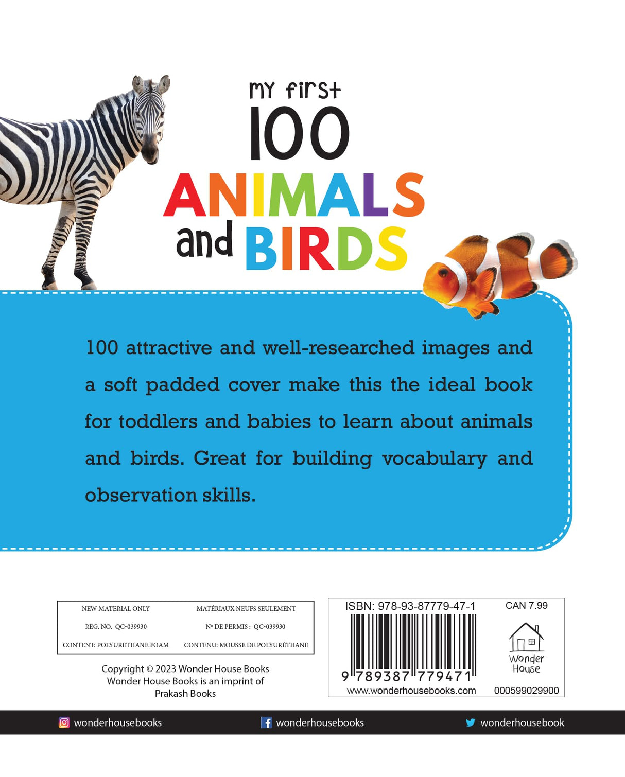 My First 100 Animals and Birds: Padded Board Book for Kids | Learn Names of Wild Animals, Farm Animals, Pets & Birds with Bright Pictures | Early Learning Book for Babies, Toddlers & Preschoolers | Ages 0–5 Years - Retail Maharaj