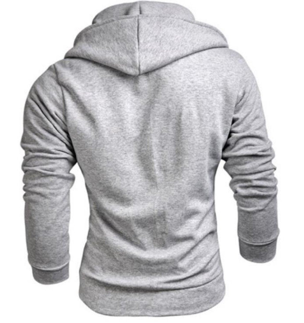 Sheng Xi Men Solid Cozy Zipper Cardigan Hoodie Sweatshirts Casual Outwear Light Grey M - Retail Maharaj