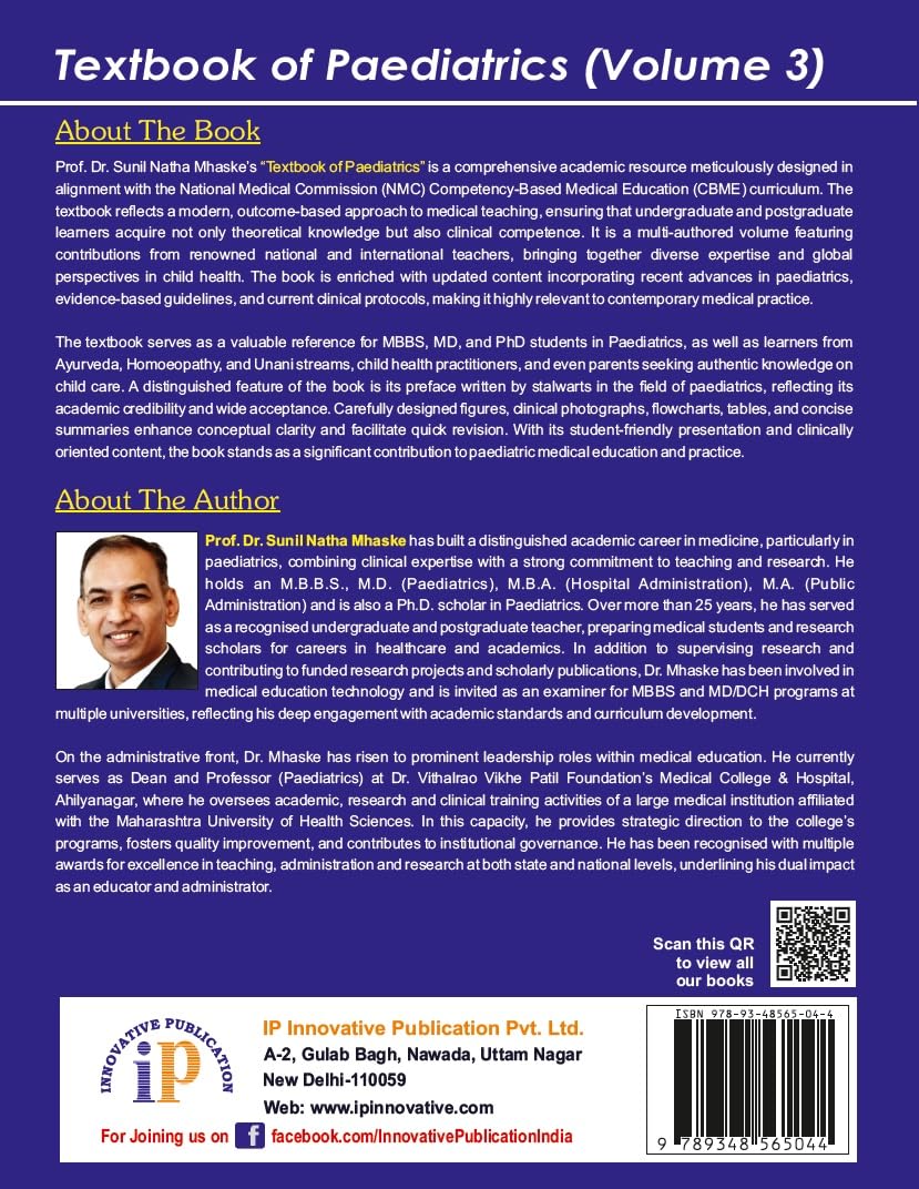 Dr. Sunil Natha Mhaske's Textbook of Paediatrics (Set of 3 Volumes) for the Undergraduate, Postgraduate, Nursing, Homeopathy Students and Child Practitioners (First Edition, 2026) - Retail Maharaj