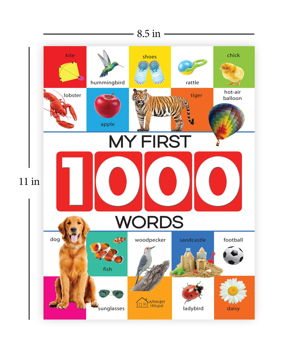 My First 1000 Words: Early Learning Picture Book to learn Alphabet, Numbers, Shapes and Colours, Transport, Birds and Animals, Professions, Opposite Words, Action Words, Parts of the body and Objects Around Us. - Retail Maharaj
