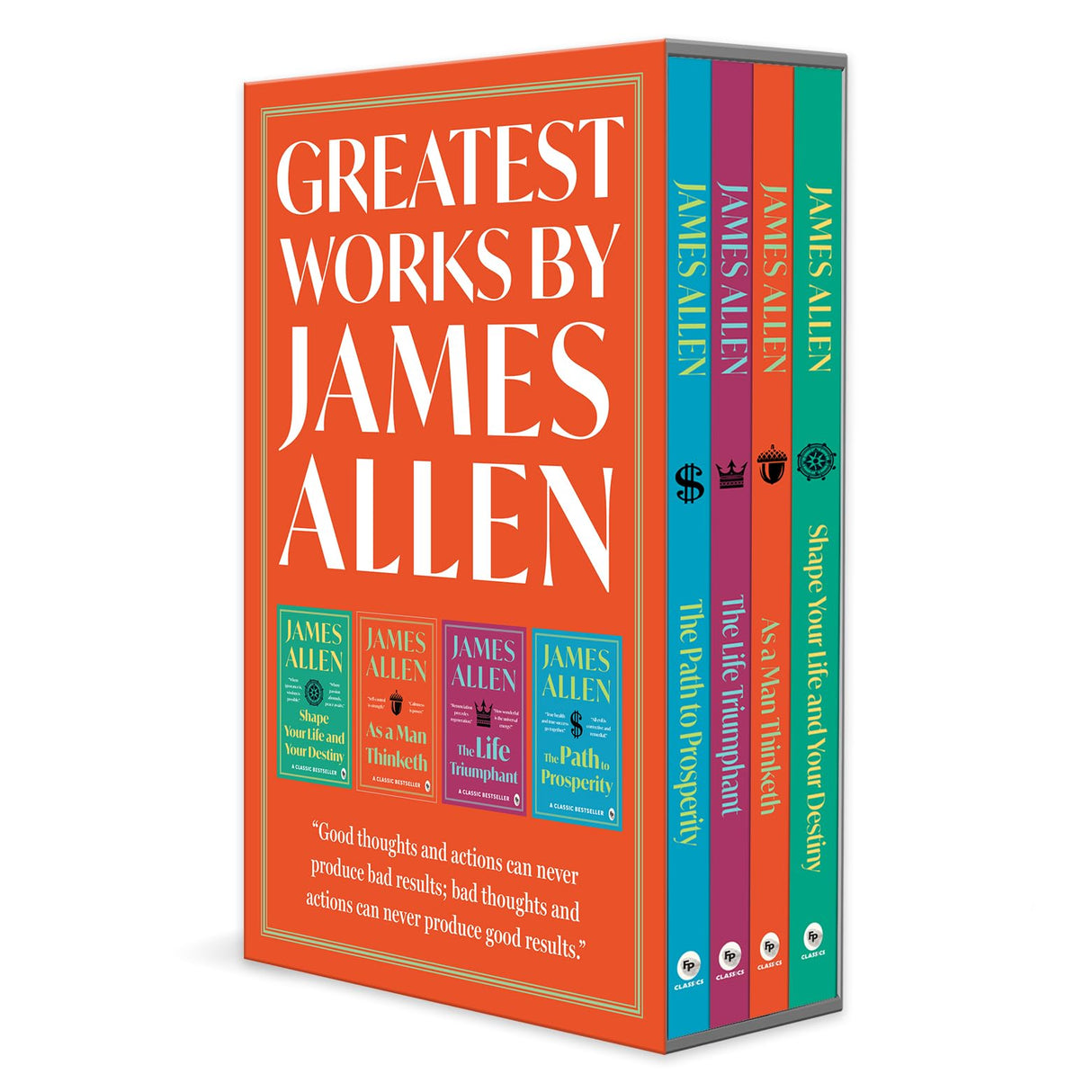 Greatest Works by James Allen (Set of 4 Books) - As a Man Thinketh; The Path to Prosperity; Shape Your Life And Your Destiny; The Life Triumphant: Mastering the Heart and Mind - Retail Maharaj