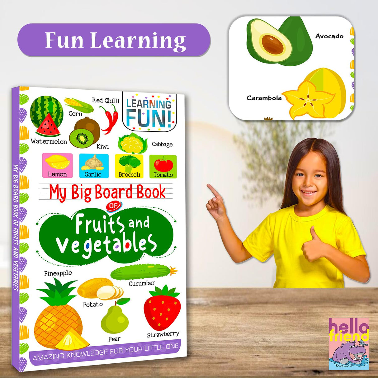 Hello Friend Books My Big Board Book of Fruits and Vegetables : Simple and Vibrant Illustrations to Increase the Knowledge of Your Little One - Retail Maharaj