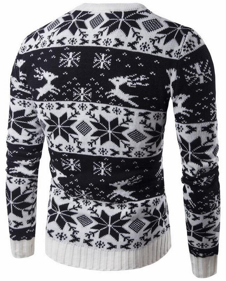 Ptyhk RG Pull de Noël boutonné décontracté pour homme Imprimé floral Noir L, Noir/blanc, L - Retail Maharaj