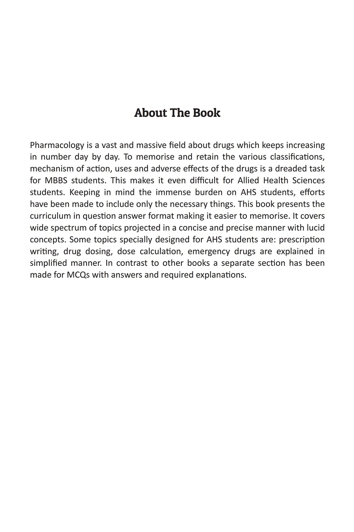 Fundamentals of Pharmacology For Allied Health Science With Multiple Choice Questions (First Edition, Dec 2019) - Retail Maharaj